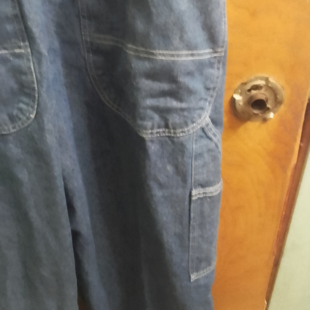 Classic Dark Wash Mens Red Cap Bib Denim Overalls 34/32 - Picture 5 of 16